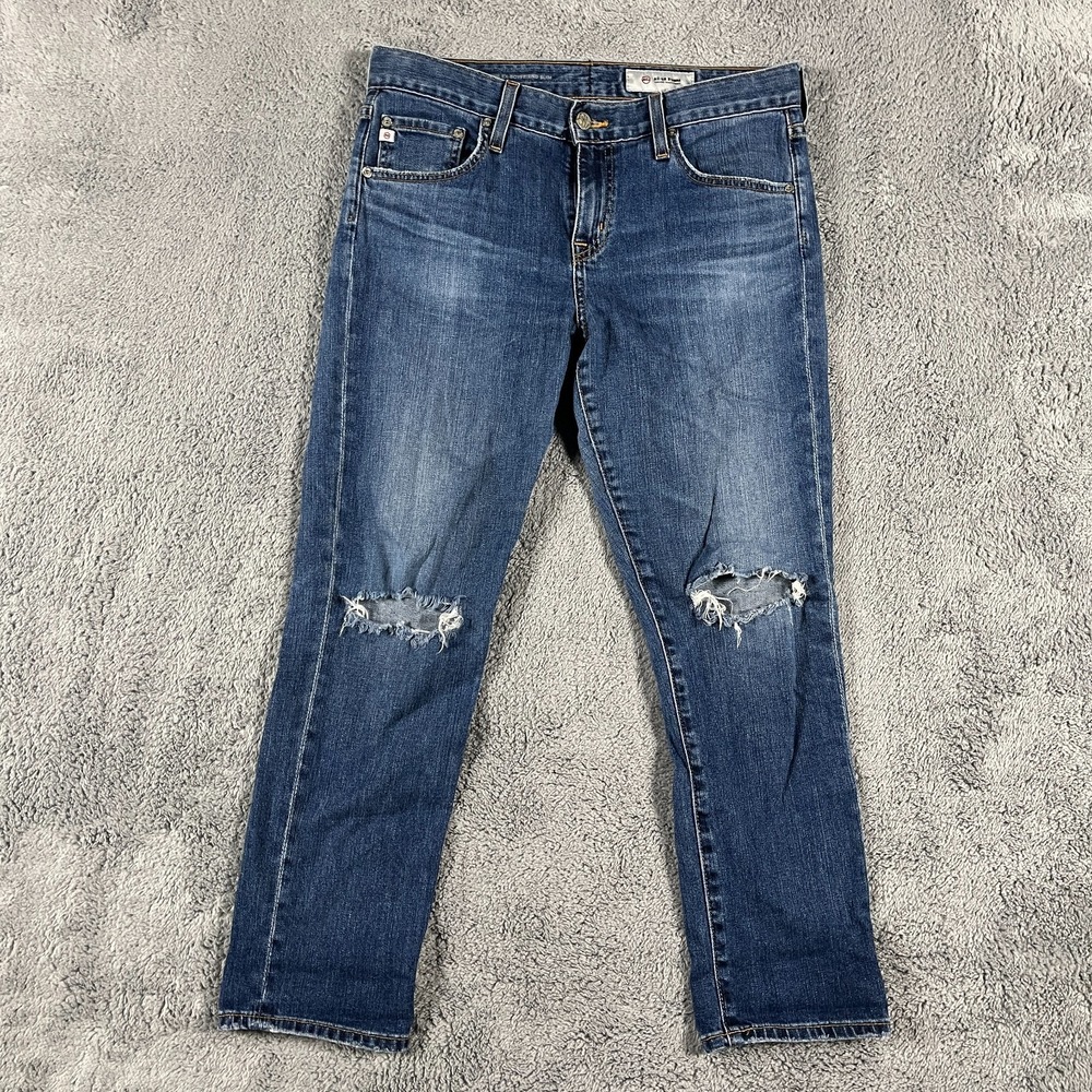 AG Adriano Goldschmied Ex-Boyfriend Slim Jeans Womens 28R Blue Denim Distressed